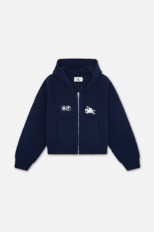 Emblem Navy Zipper Knit