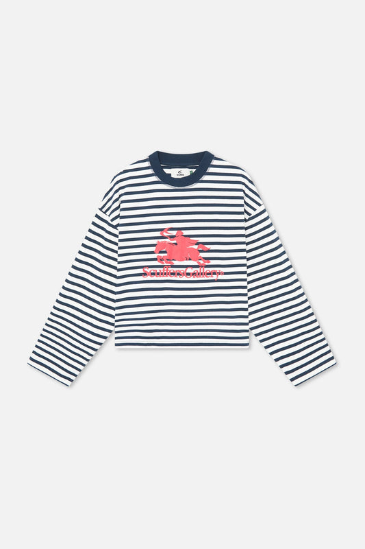 Emblem Striped Navy Longsleeve