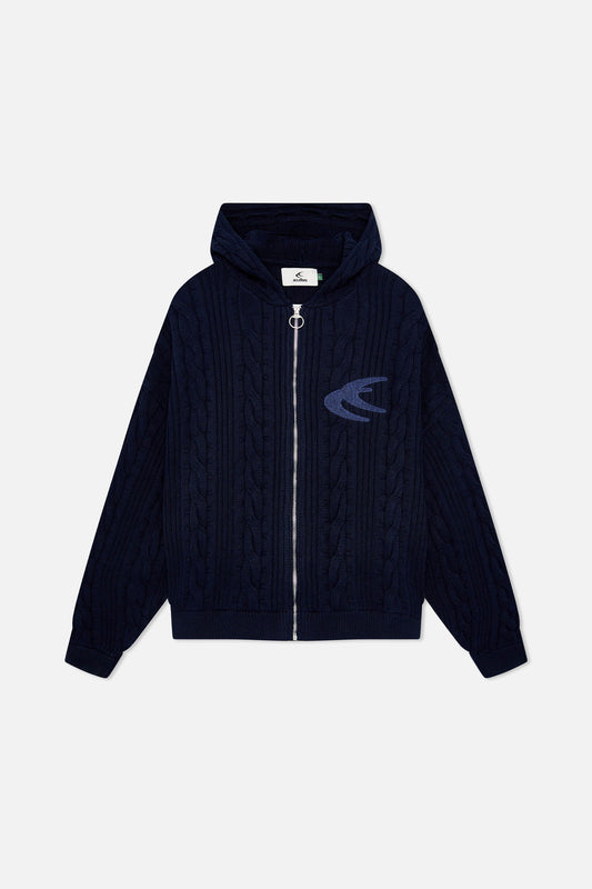 Latte Navy Zipper Knit