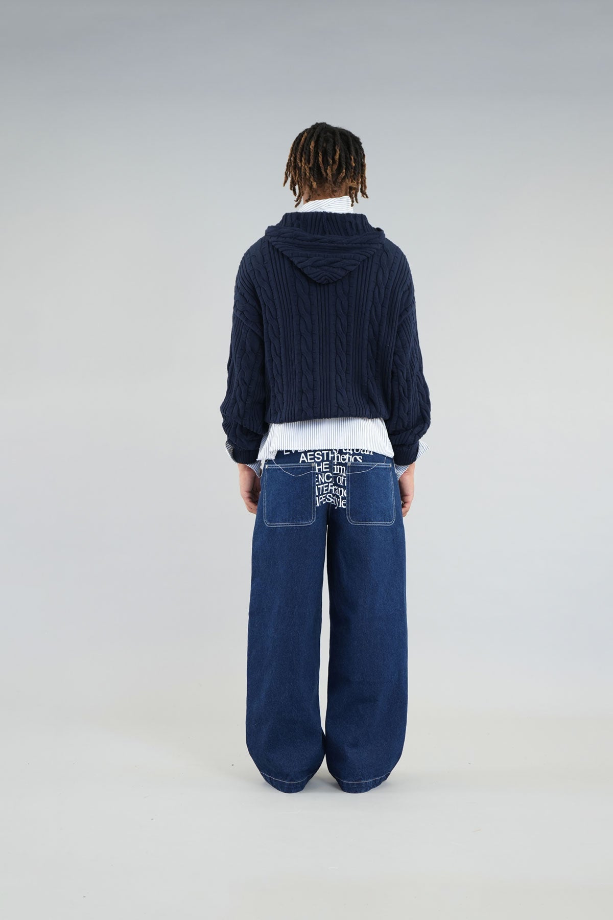 Latte Navy Zipper Knit