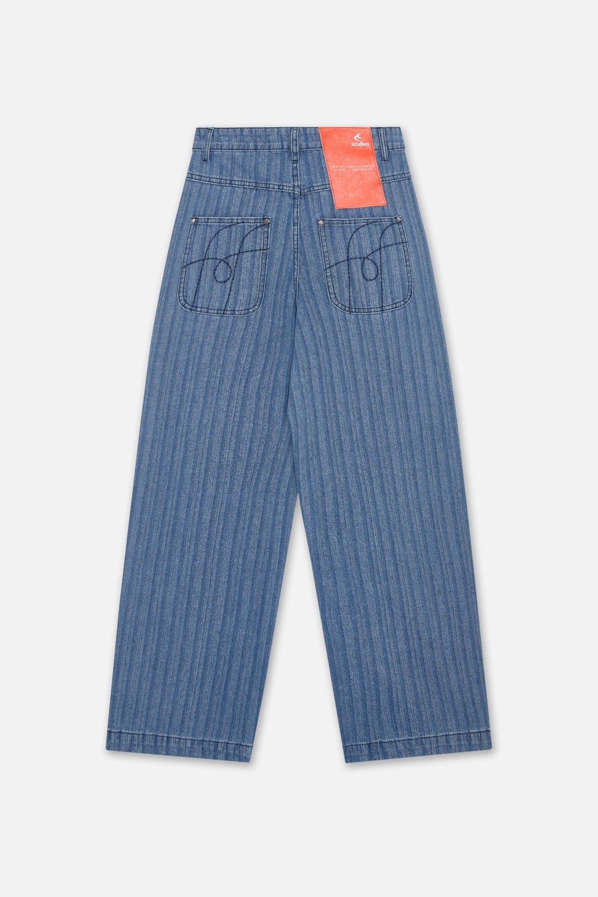 Striped Blue Denim Pants