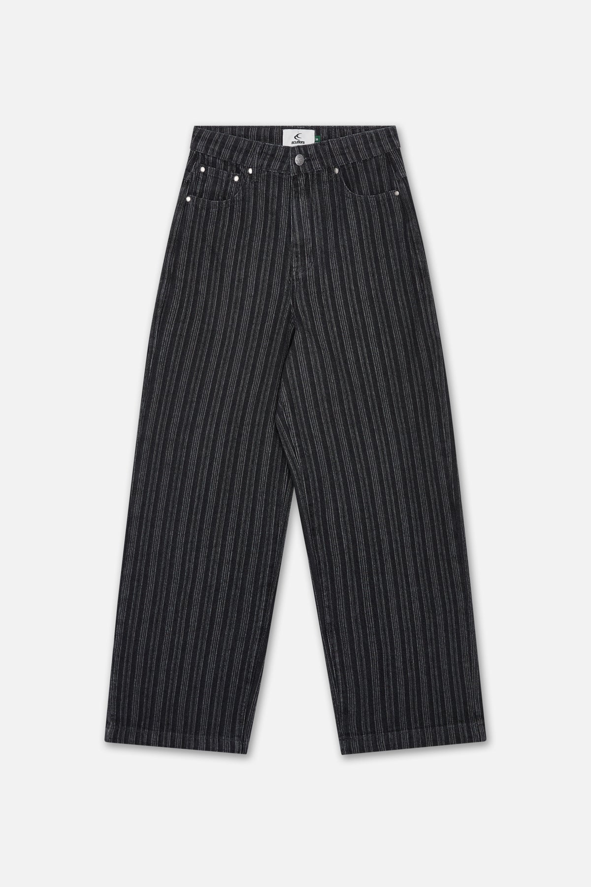 Striped Black Denim Pants