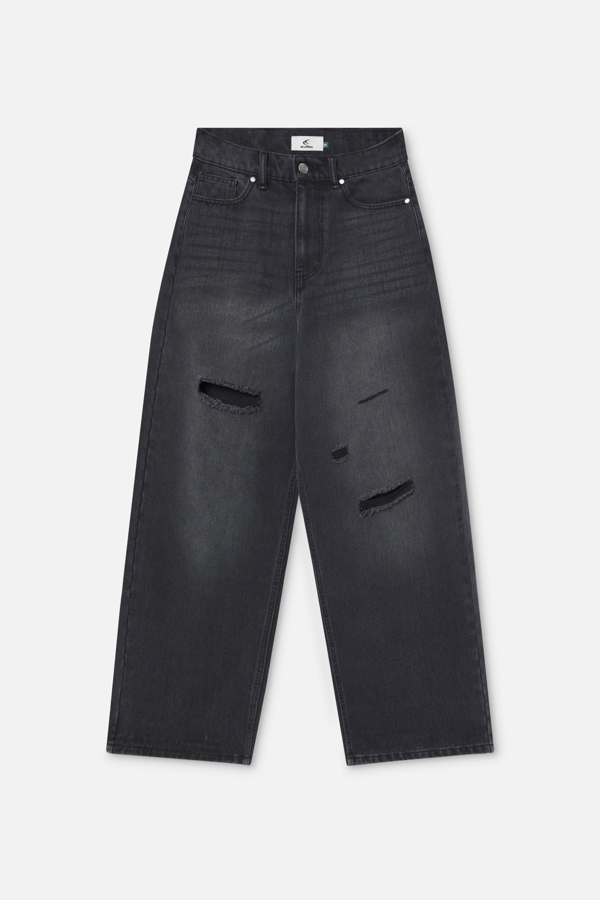 Jumbo Washed Black Ripped Pants